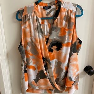 Orange, Black & White Blouse
